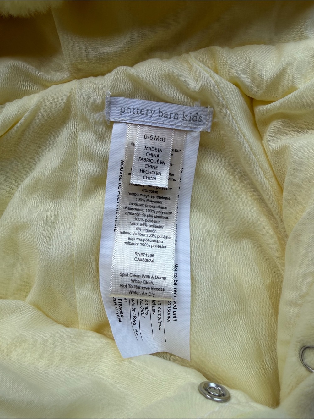 Pottery Barn Kids Baby Chick Costume 0–6 Months Plush - Picture 2 of 5